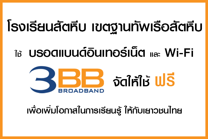 <p>3BB&nbsp;จังหวัดชลบุรี ส่งมอบอินเทอร์เน็ตในโครงการ&nbsp;&ldquo;บรอดแบนด์อินเทอร์เน็ต เพื่อการศึกษาฟรี"&nbsp;</p>